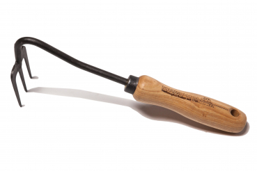 Krumpholz Handharke mit 3 Zinken – Ideal zum Lockern und Auflockern von Gartenbeeten