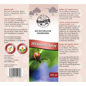 ZEComplete 100 ml natürlich Spray für Hunde von Bellfor Hundefutter