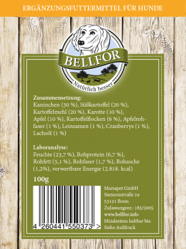 Bellfor Knabber-Schmaus mit frischem Kaninchenfleisch 100g