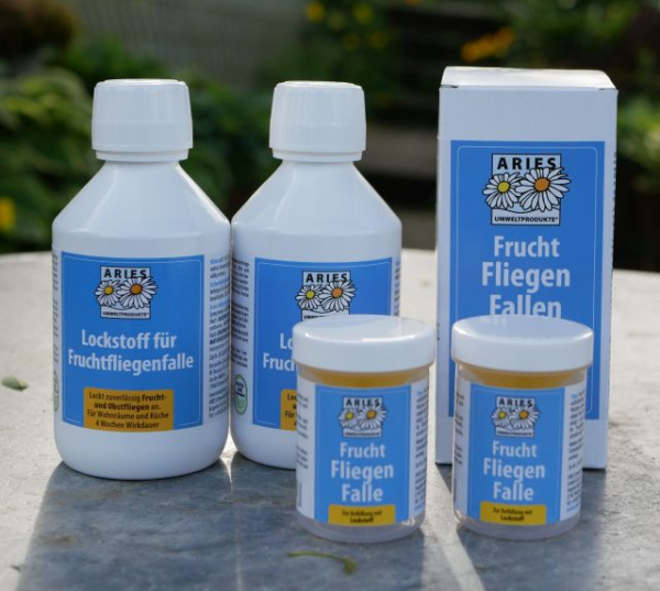 ARIES® Fruchtfliegenfallen-Set mit natürlichem Lockstoff – 2er-Set