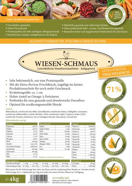 Bellfor WIESEN-SCHMAUS - Huhn - getreidefrei kaltgepresst (4,0 kg)